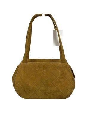Chanel Mustard Yellow Quilted Suede Shoulder Bag Hobo Style 1999